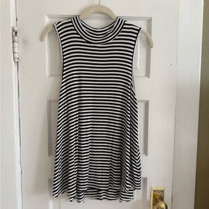 Black & White Striped Sleeveless Swing Top